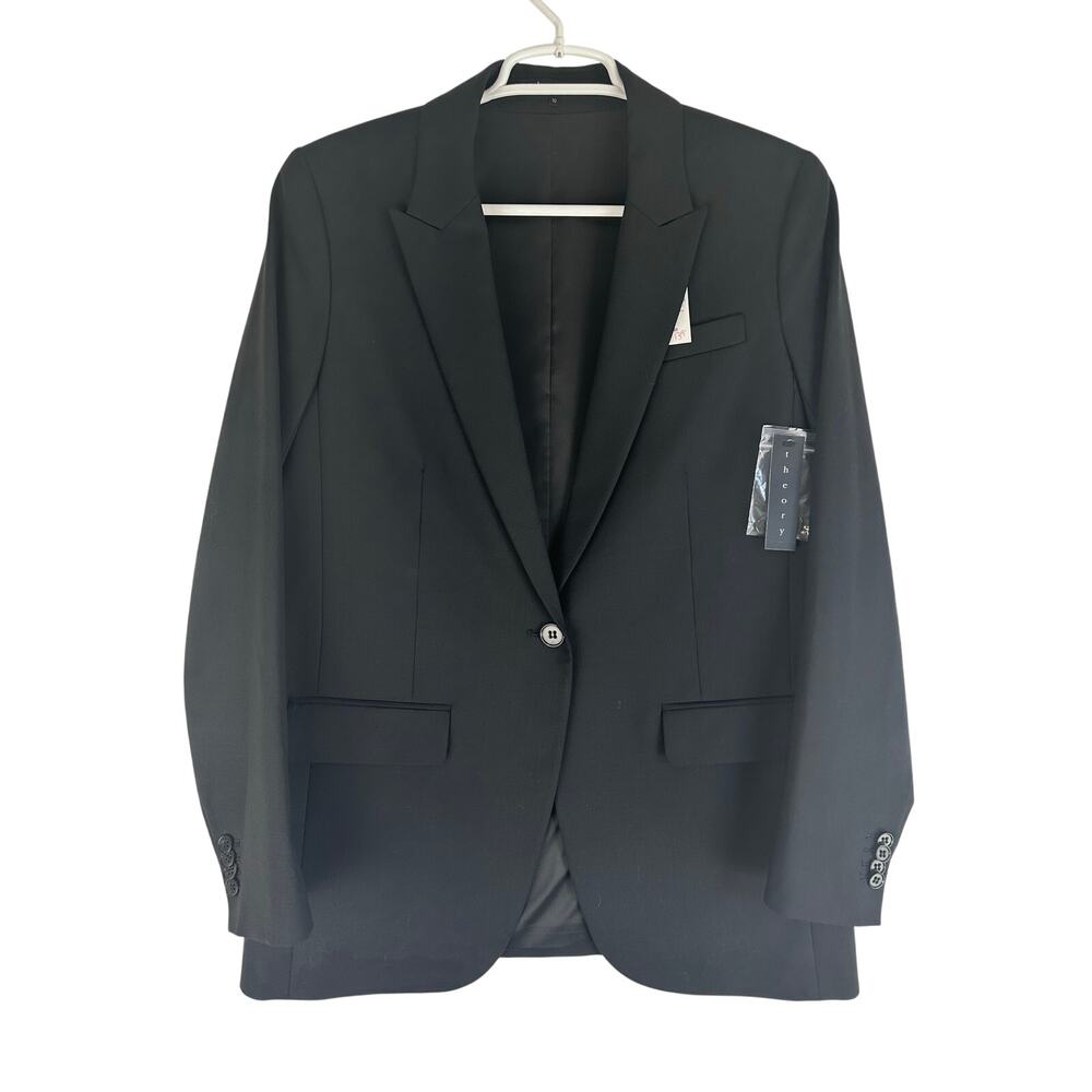 NWT Theory Rialet Boyfriend Blazer Black 10 Preppy Business